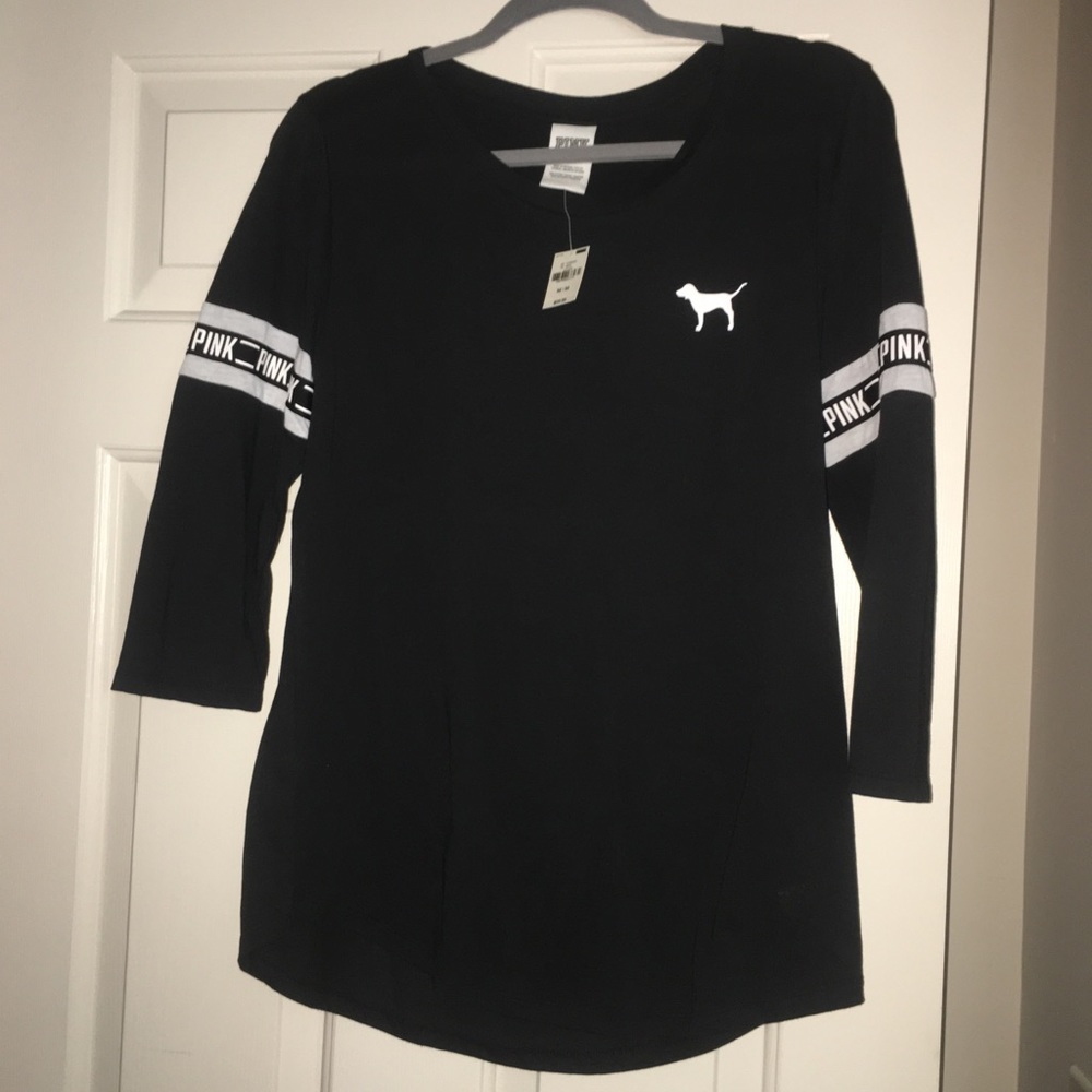 VS PINK Quarter Length Sleeve Logo Tee